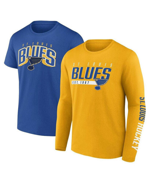 Футболка мужская Fanatics St. Louis Blues Bottle Rocket синего и золотого цвета