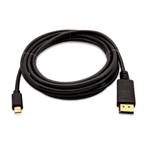 V7 Black Video Cable Mini DisplayPort Male to DisplayPort Male 3m 10ft - 3 m - Mini DisplayPort - DisplayPort - Male - Male - Black