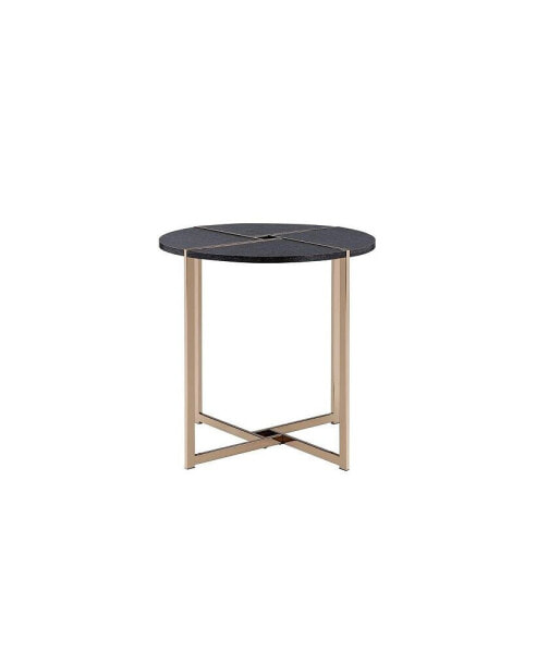 Bromia End Table, Black & Champagne