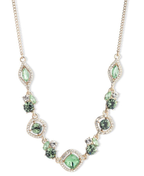 Mixed Crystal Statement Necklace, 16" + 3" extender