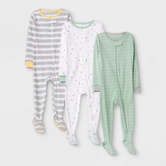 Baby Boys' 3pk 'ABC' Tight Fit Sleep N' Play - Cloud Island Mint 18M