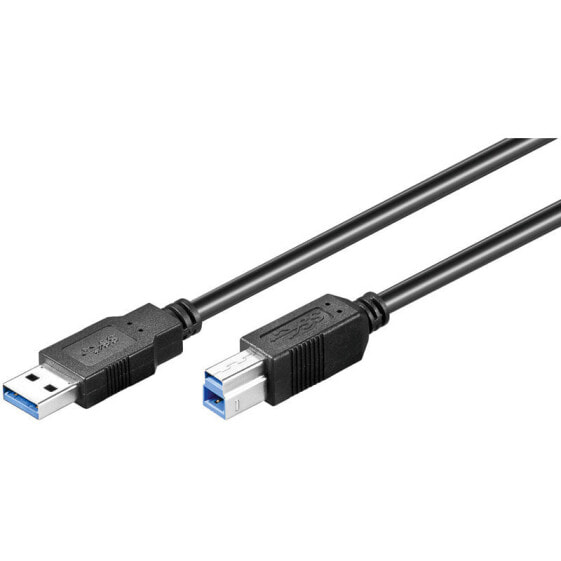 Wentronic Goobay USB 3.0 SuperSpeed Cable, Black, 5 m, 5 m, USB A, USB B, USB 3.2 Gen 1 (3.1 Gen 1), 5000 Mbit/s, Black
