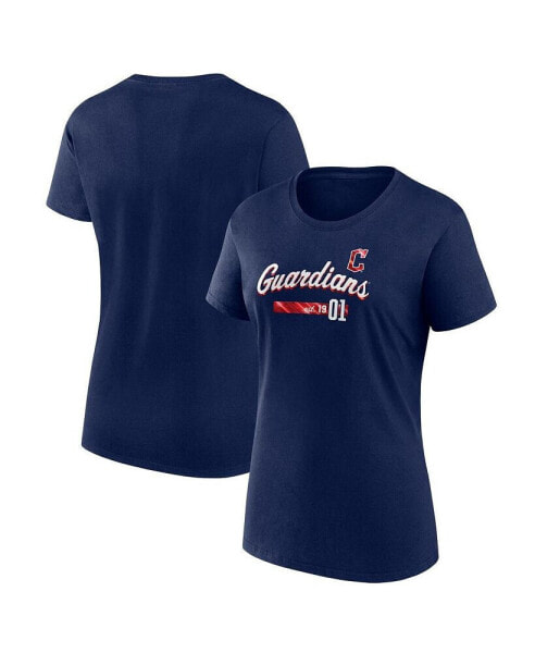 Women's Navy Cleveland Guardians Logo T-shirt