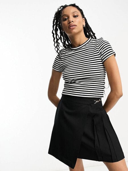 & Other Stories shrunken t-shirt in black and white stripe