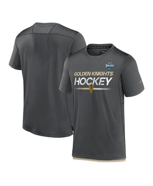 Men's Charcoal Vegas Golden Knights 2024 NHL Winter Classic Authentic Pro Tech T-shirt