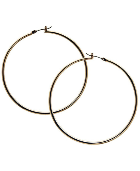 1 1/2" Gold-Tone Large Polished Hoop Earrings