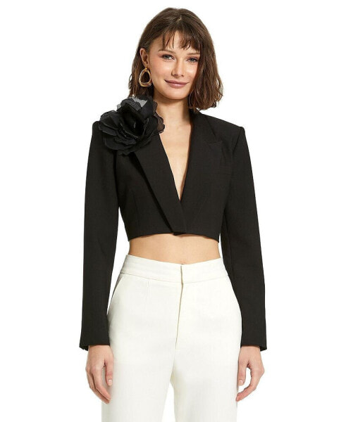 Women's Cropped Crepe Tailored Blazer