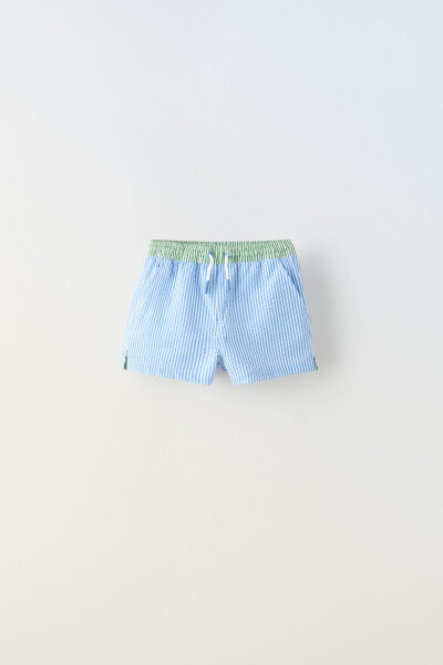 6-14 years/ striped textured swim shorts