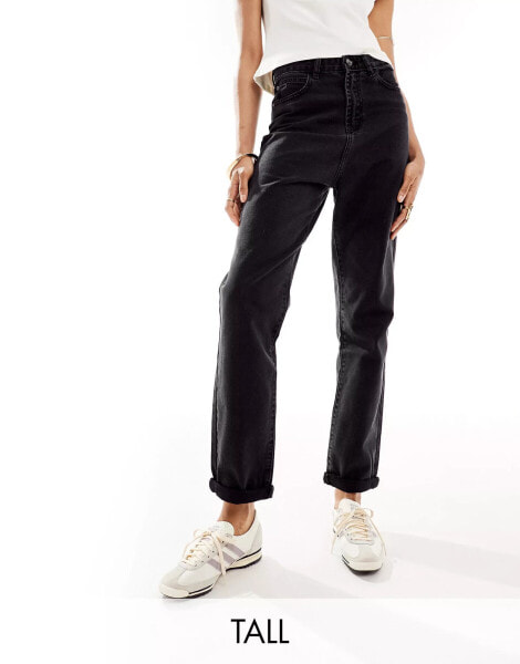 DTT Tall Lou mom jeans in washed black