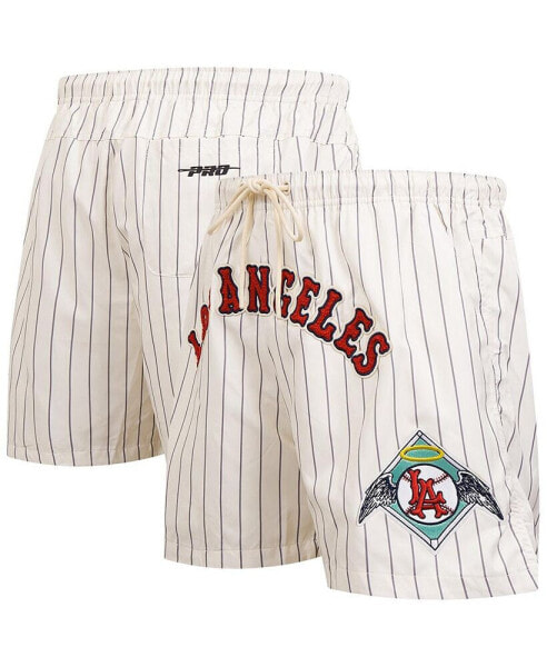 Men's Cream Los Angeles Angels Pinstripe Retro Classic Woven Shorts