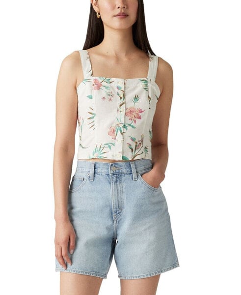 Women's Lottie Floral-Print Crop Square-Neck Top