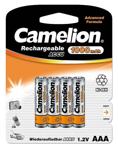 Camelion NH-AAA1000BP4 - Rechargeable battery - Nickel-Metal Hydride (NiMH) - 1.2 V - 4 pc(s) - 1000 mAh - Silver