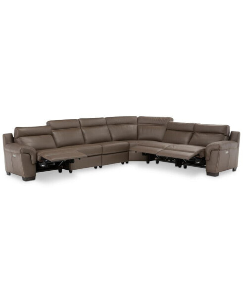 Julius II 6-Pc. Leather Sectional Sofa With 3 Power Recliners, Power Headrests & USB Power Outlet, Created for Macy's