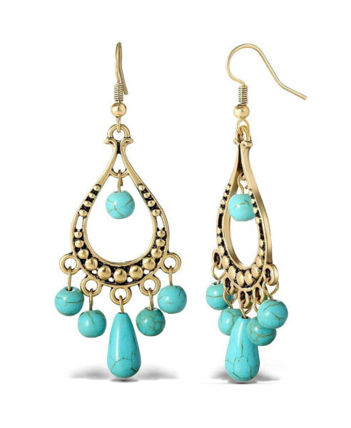 Women's Turquoise Bead Chandelier Earrings