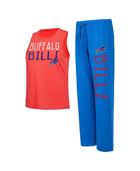 Women's Royal, Red Distressed Buffalo Bills Muscle Tank Top and Pants Lounge Set