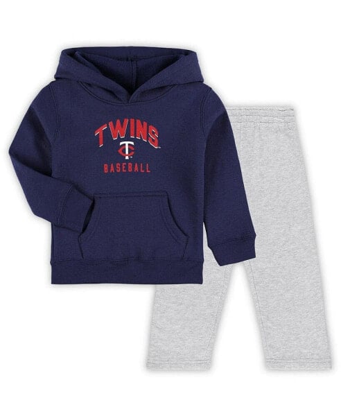 Toddler Boys and Girls Navy, Gray Minnesota Twins Play-By-Play Pullover Fleece Hoodie and Pants Set