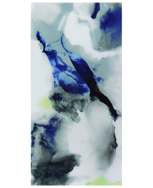 'Blue Splash' Frameless Free Floating Tempered Art Glass Wall Art - 72" x 36''