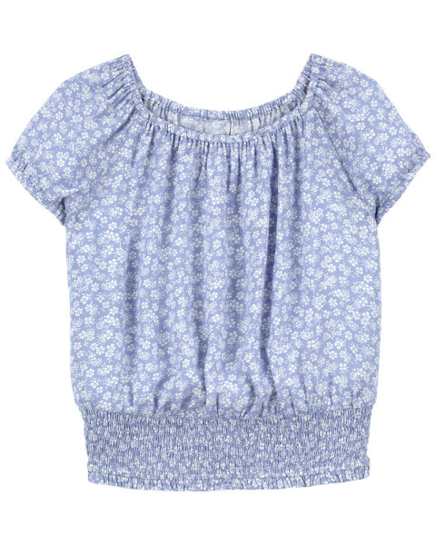 Kid Floral Print Smocked Top 5