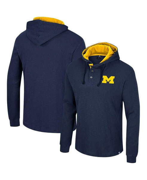 Men's Navy Michigan Wolverines Affirmative Thermal Hoodie Long Sleeve T-shirt