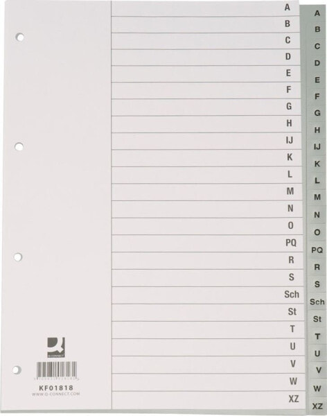 Канцелярские товары для школы Q-Connect Прозрачки Q-CONNECT, ПП, формат A4, 230x297 мм, A-Z, 20 листов, серые