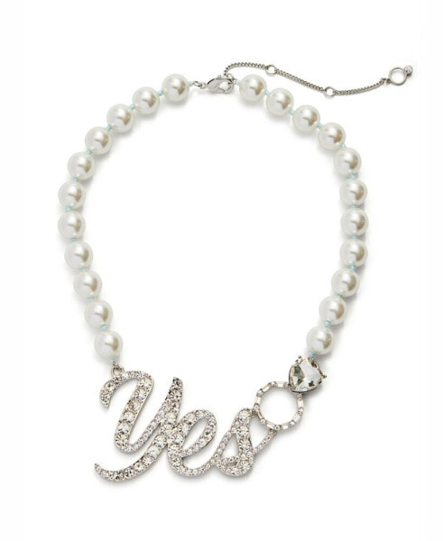 Faux Stone YES Imitation Pearl Statement Necklace