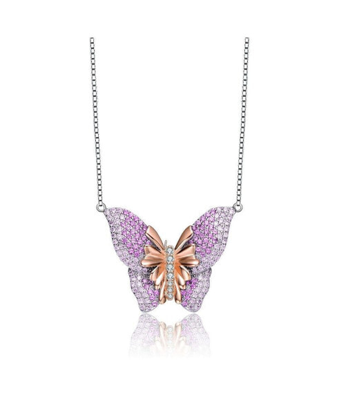 High Quality Sterling Silver Cubic Zirconia Butterfly Necklace