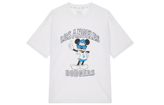 MLB x Disney/迪士尼 联名款 洛杉矶道奇队 基础印花圆领短袖T恤 男女同款 白色 / Футболка MLB x Disney T Trendy_Clothing 31TSK3031-07W