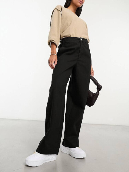 ASOS DESIGN barrel leg chino trouser in black