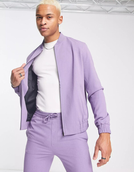 ASOS DESIGN – Elegante Bomberjacke in Lavendel, Kombiteil