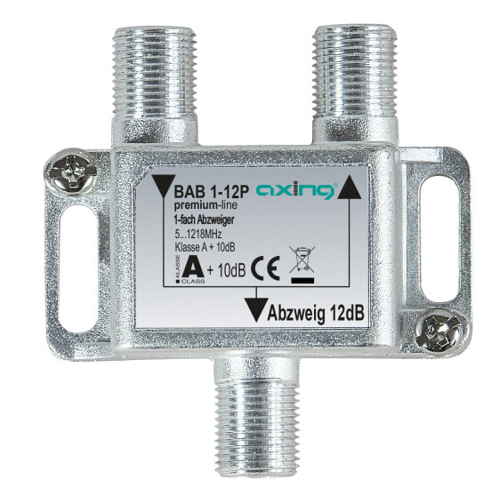 axing BAB 1-12P, Cable splitter, 5 - 1218 MHz, Gray, A, 12 dB, F