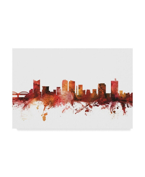 Michael Tompsett Fort Worth Texas Skyline Red Canvas Art - 20" x 25"