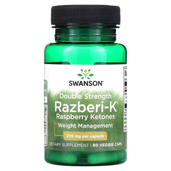 Витамины для похудения Swanson Double Strength Razberi-K, малиновый кетон, 200 мг, 60 вегетарианских капсул
