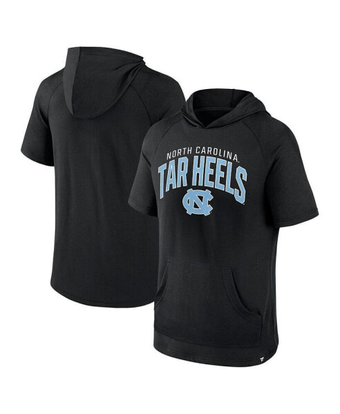 Men's Black North Carolina Tar Heels Double Arch Raglan Short Sleeve Hoodie T-shirt