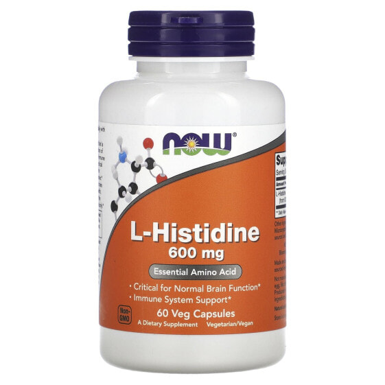 Аминокислоты NOW L-Histidine, 600 мг, 60 капсул (БАД)