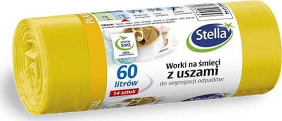 Stella Worki z uszami STELLA, do segregacji plastiku i metali, 60 l, 14 szt., żółte, żółty