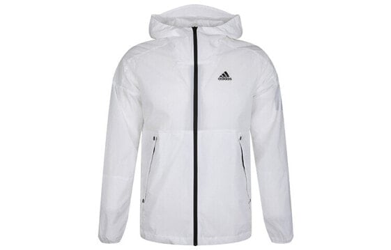 Куртка спортивная Adidas EH3768 白色 (белая) на молнии, с логотипом спереди, средней плотности, во время осени для мужчин