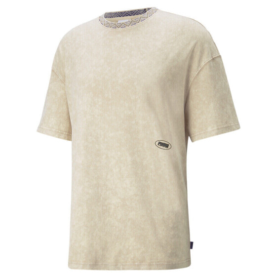 Puma P.A.M. X Printed Crew Neck Short Sleeve T-Shirt Mens Beige Casual Tops 5362