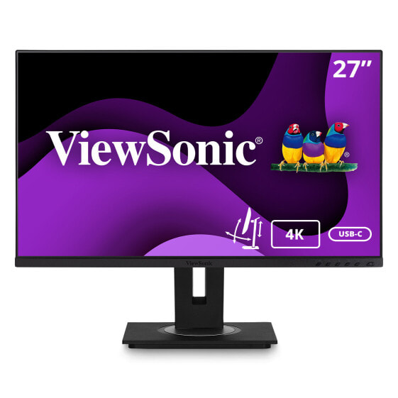 Монитор ViewSonic VG2756-4K 27" 4K Ultra HD с разрешением 3840 x 2160 пикселей, черного цвета.