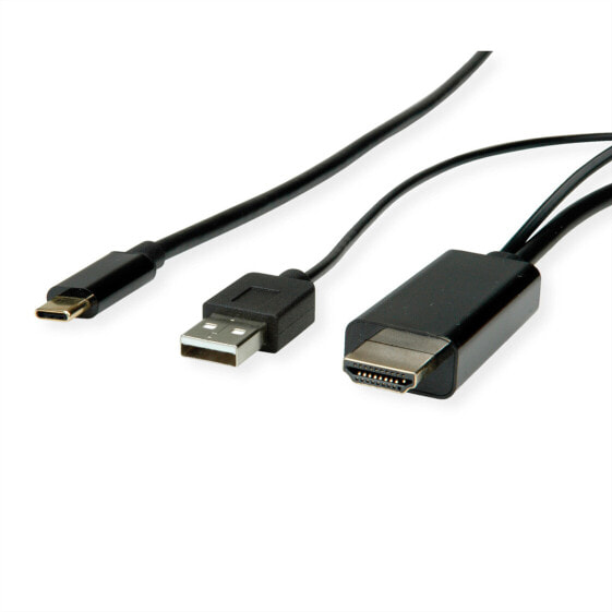 ROLINE 11045956, 2 m, USB Type-C, HDMI + USB, Male, Male, Straight