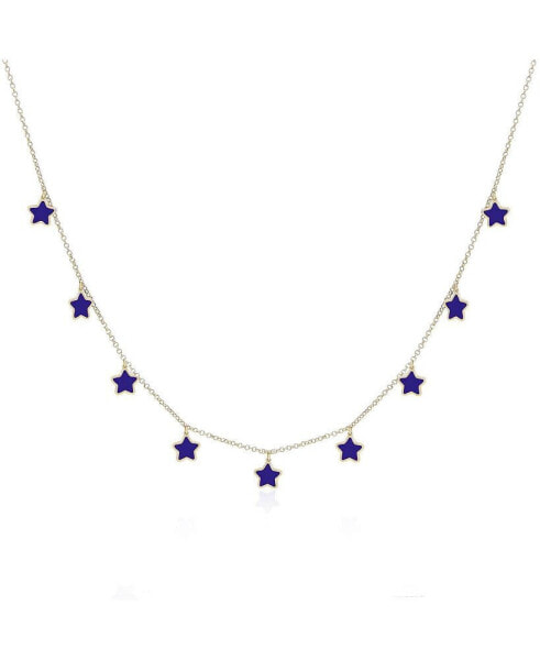 Lapis Star Dangle Necklace 14K Gold