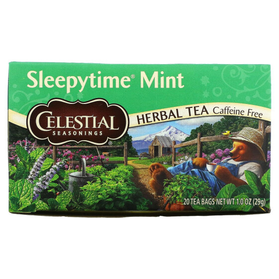 Celestial Seasonings, травяной чай, убаюкивающая мята, без кофеина, 20 чайных пакетиков, 29 г (1,0 унции)