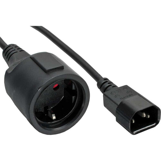 InLine Power cable - C14 to Schutzkontakt female - black - 0.5m
