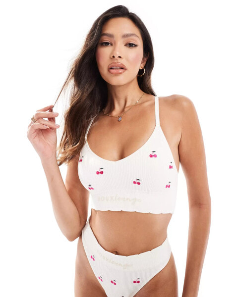 Boux Avenue cherry embroidered bralette in ivory