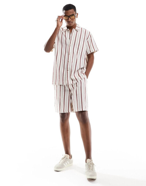 ASOS DESIGN co-ord fit shorts in contrast red stripe