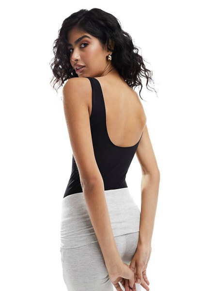 Vero Moda scoop neck seamless body suit in black