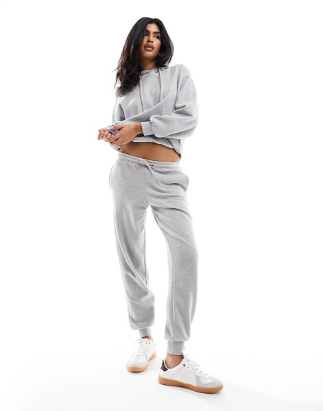 Pull&Bear soft touch ribbed jogger co-ord in grey