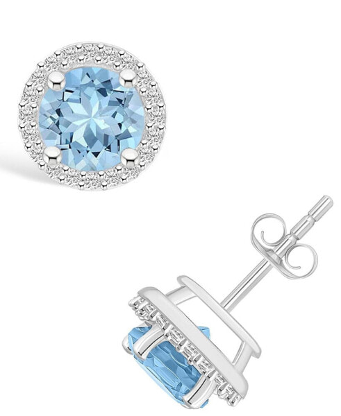 Серьги Macy's Spinel Aquamarine Halo