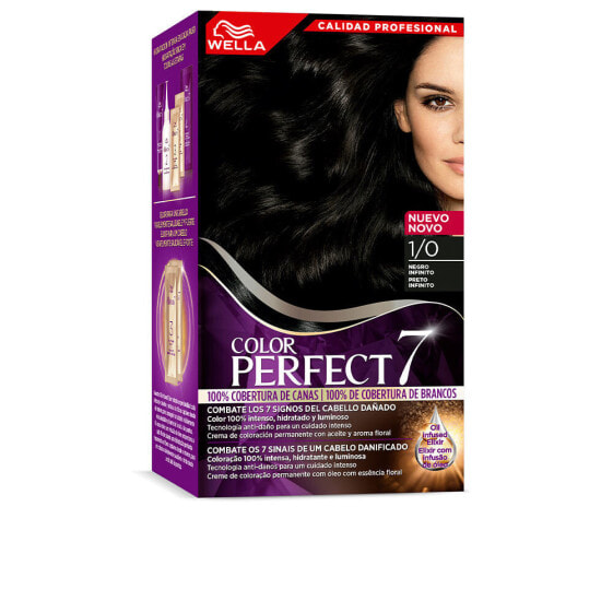 WELLA COLOR PERFECT 7 100% cobertura de canas #1/0-negro infinito