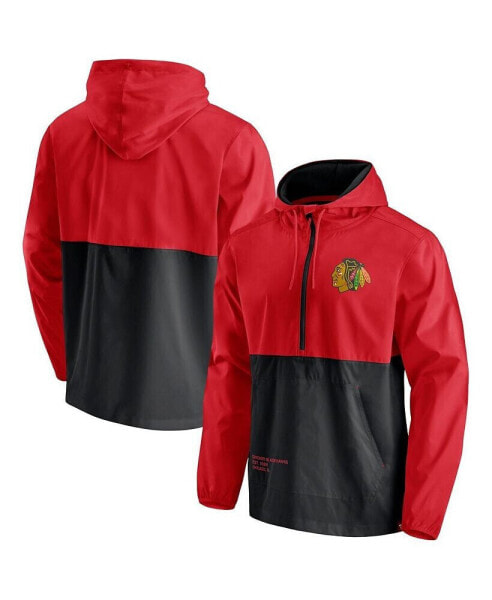 Men's Red, Black Chicago Blackhawks Thrill Seeker Anorak Half-Zip Jacket