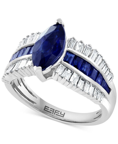 EFFY® Sapphire (2-3/8 ct. t.w.) & Diamond (1/2 ct. t.w.) Marquise Statement Ring in 14k White Gold